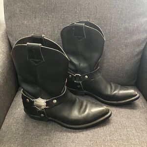 Harley-Davidson Black Leather Women's Harness Ankle Boots